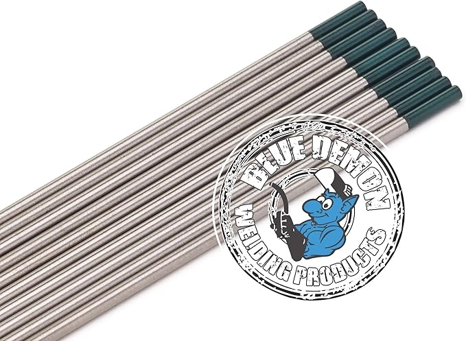 Blue Demon Welding Tungsten Electrodes, Pure Tungsten, GREEN, EWP, 1/4 in x 7 in x 5 pc pack